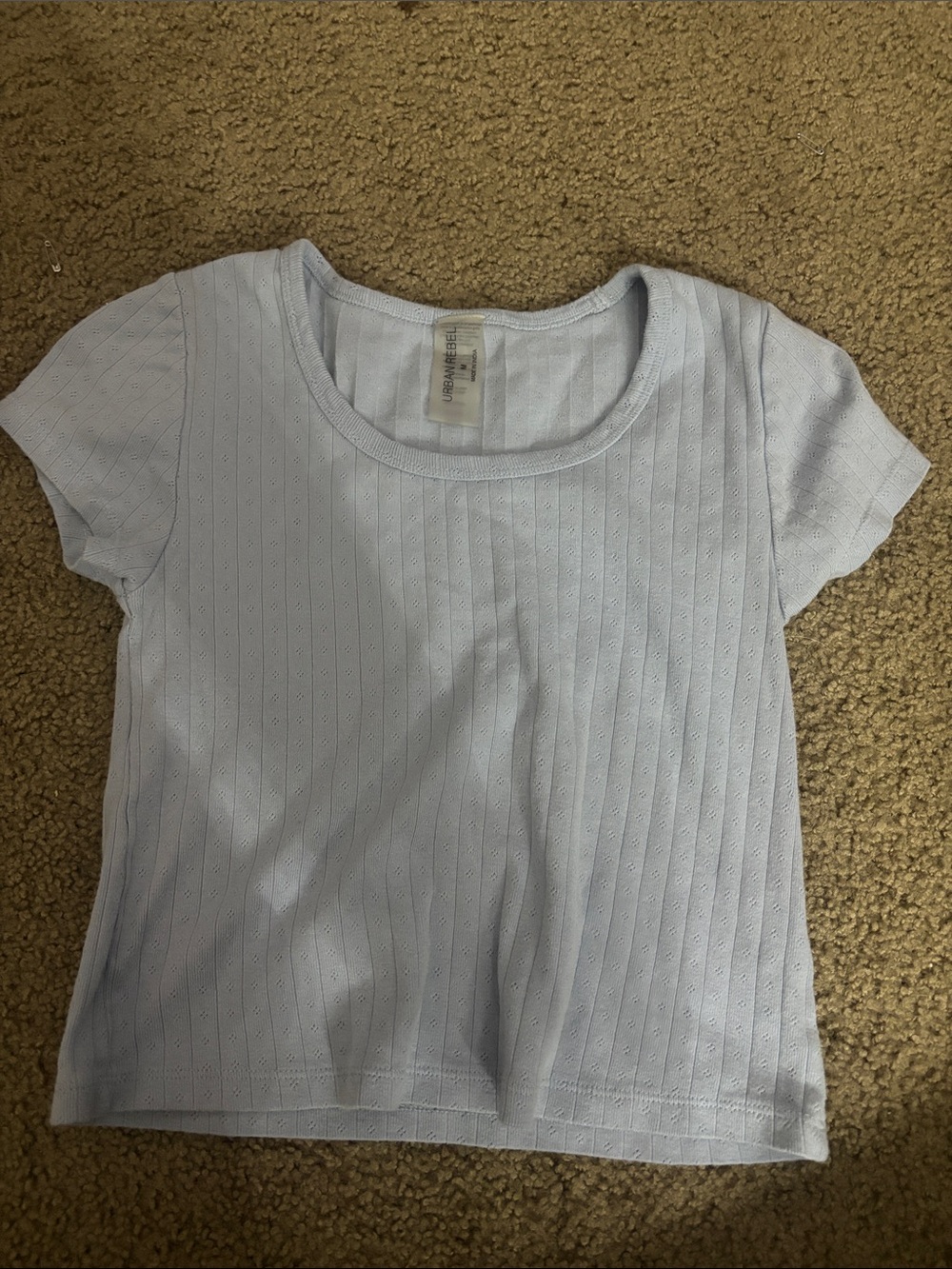 Light Blue Short Sleeve Ribbed Tee - Urban Rebel